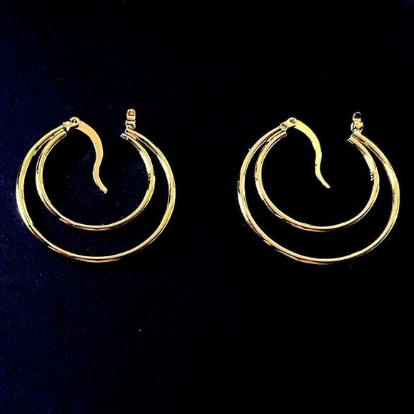 BBH Gold Vermeil Double Hoop Earringd - Picture 6 of 10